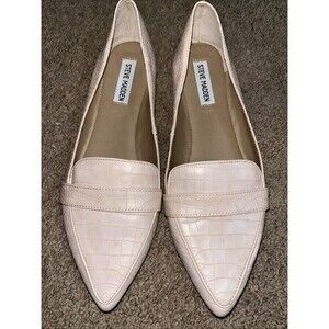 Steve Madden Jainna penny loafers crocodile-embossed Sz 10M Light Pink